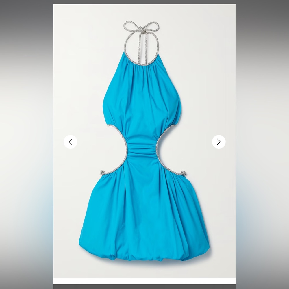 STAUD
Willa crystal-embellished cutout recycled taffeta halterneck mini dress